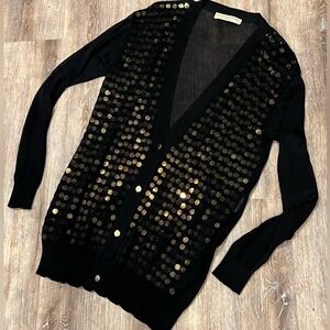 Elegant Stella McCartney black/gold long lightweight cardigan with sheer back 🎩